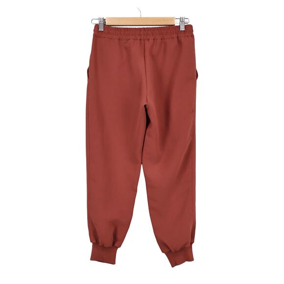 Aritzia Wilfred Mid-Rise Buffon Crepe Pull On Drape Jogger Pant In Rust Size XS - Picture 3 of 7